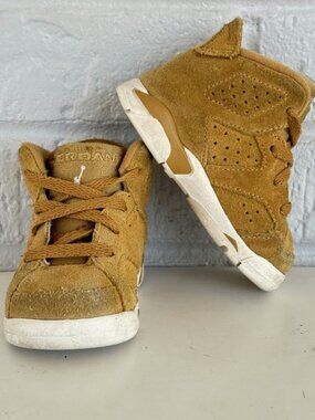 Nike Air Jordan 6 Retro TD 'Wheat' Golden Harvest Toddler Sneakers Sz 4C